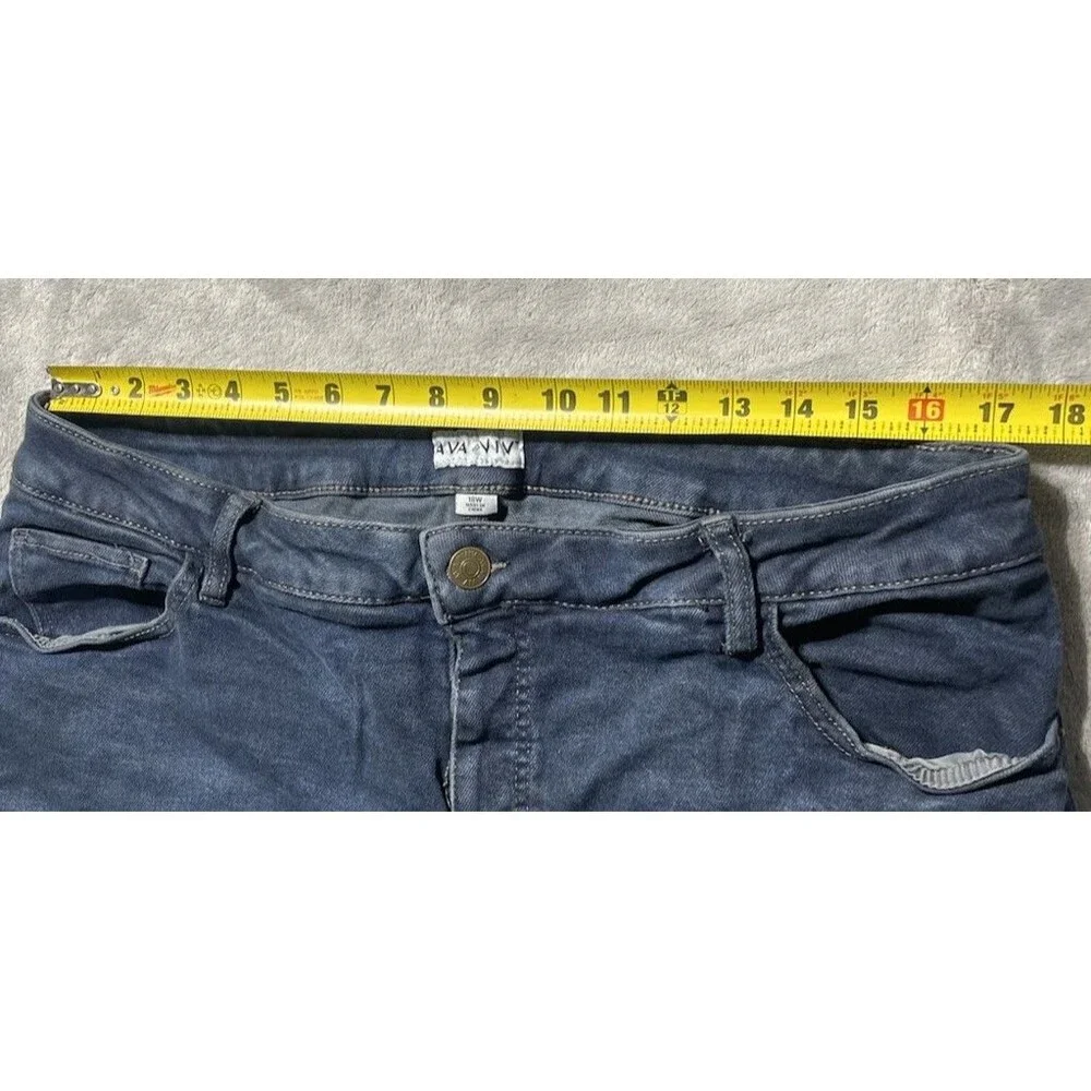 Ava & Viv Womens 18W Black High Rise Stretch Denim Shorts Distressed Midi Length